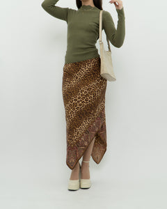 Vintage x GAP Silk Leopard Print Skirt (M)