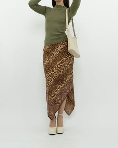 Vintage x GAP Silk Leopard Print Skirt (M)