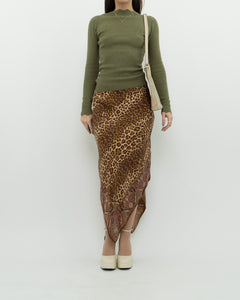 Vintage x GAP Silk Leopard Print Skirt (M)