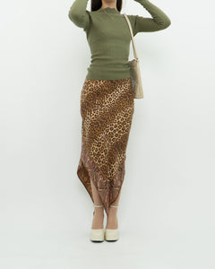 Vintage x GAP Silk Leopard Print Skirt (M)