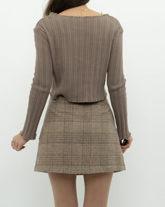 Vintage x JACOB Deadstock Beige Plaid Wool Mini Skirt (S)