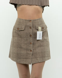 Vintage x JACOB Deadstock Beige Plaid Wool Mini Skirt (S)