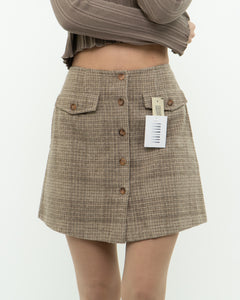 Vintage x JACOB Deadstock Beige Plaid Wool Mini Skirt (S)