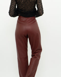 Vintage x Burgundy Butter Leather High Waist Pant (S)