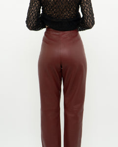 Vintage x Burgundy Butter Leather High Waist Pant (S)