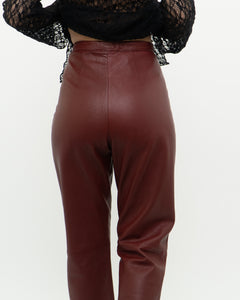 Vintage x Burgundy Butter Leather High Waist Pant (S)