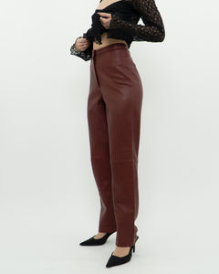 Vintage x Burgundy Butter Leather High Waist Pant (S)