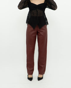 Vintage x Burgundy Butter Leather High Waist Pant (S)