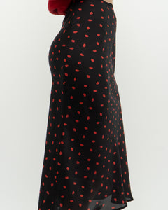 AUDREY 3+1 x Black Heart Patterned Midi Skirt (XS)