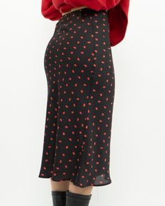 AUDREY 3+1 x Black Heart Patterned Midi Skirt (XS)