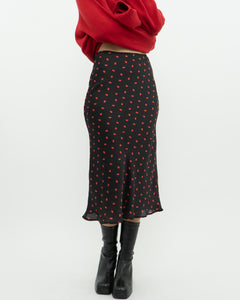 AUDREY 3+1 x Black Heart Patterned Midi Skirt (XS)