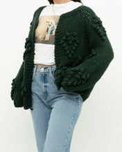 Load image into Gallery viewer, DEBUT x Dark Green Heart Raised-Knit Cardigan (XS-M)