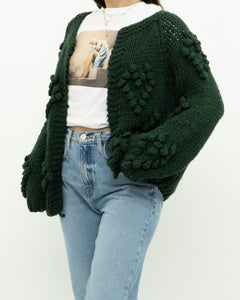 DEBUT x Dark Green Heart Raised-Knit Cardigan (XS-M)