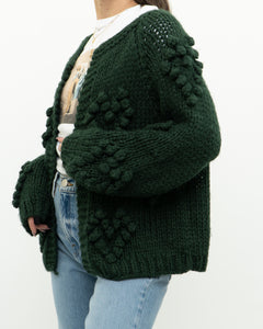 DEBUT x Dark Green Heart Raised-Knit Cardigan (XS-M)