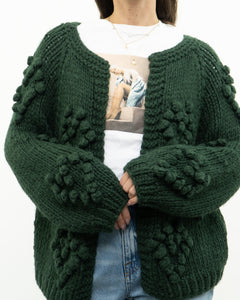 DEBUT x Dark Green Heart Raised-Knit Cardigan (XS-M)