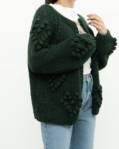 DEBUT x Dark Green Heart Raised-Knit Cardigan (XS-M)