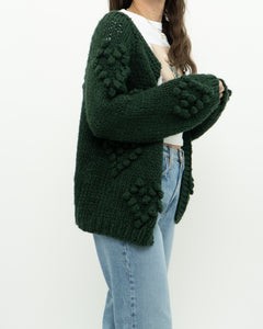 DEBUT x Dark Green Heart Raised-Knit Cardigan (XS-M)