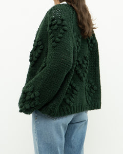 DEBUT x Dark Green Heart Raised-Knit Cardigan (XS-M)