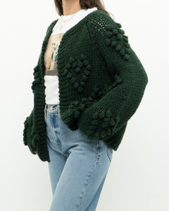 DEBUT x Dark Green Heart Raised-Knit Cardigan (XS-M)