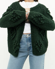 Load image into Gallery viewer, DEBUT x Dark Green Heart Raised-Knit Cardigan (XS-M)