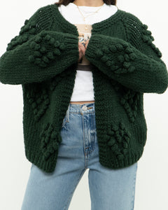 DEBUT x Dark Green Heart Raised-Knit Cardigan (XS-M)