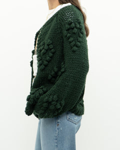 DEBUT x Dark Green Heart Raised-Knit Cardigan (XS-M)