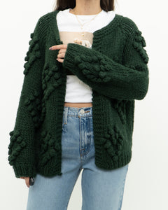 DEBUT x Dark Green Heart Raised-Knit Cardigan (XS-M)