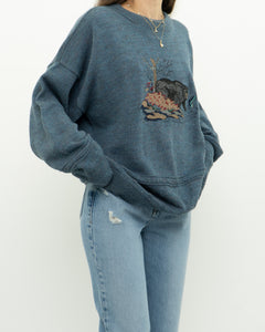 Vintage x Heathered Blue Bear Knit Sweater (XS-XL)