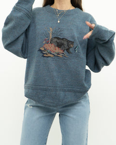 Vintage x Heathered Blue Bear Knit Sweater (XS-XL)