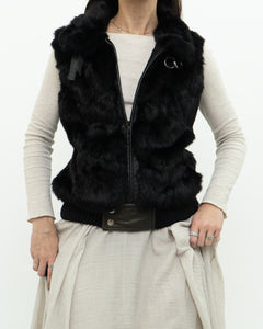 Vintage x Made in Italy x Black Fur Vest (S, M)