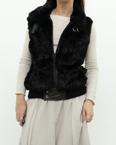 Vintage x Made in Italy x Black Fur Vest (S, M)