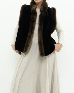 Vintage x CM FURS Black, Brown Fur Vest (XS-M)