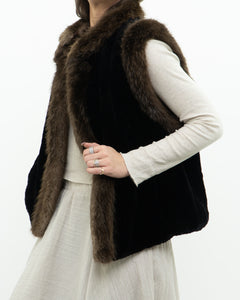 Vintage x CM FURS Black, Brown Fur Vest (XS-M)