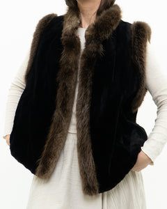 Vintage x CM FURS Black, Brown Fur Vest (XS-M)