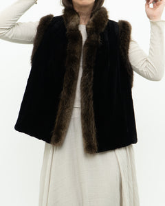 Vintage x CM FURS Black, Brown Fur Vest (XS-M)