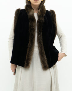 Vintage x CM FURS Black, Brown Fur Vest (XS-M)