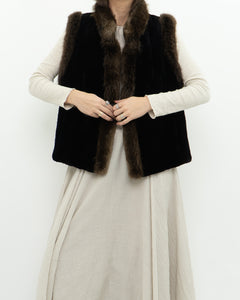 Vintage x CM FURS Black, Brown Fur Vest (XS-M)