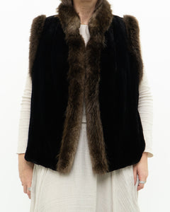 Vintage x CM FURS Black, Brown Fur Vest (XS-M)