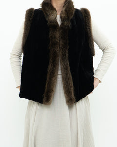 Vintage x CM FURS Black, Brown Fur Vest (XS-M)