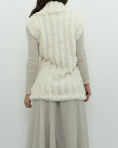 Vintage x Cream Knit Rabbit Fur Vest (M)