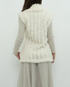 Vintage x Cream Knit Rabbit Fur Vest (M)