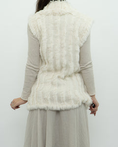 Vintage x Cream Knit Rabbit Fur Vest (M)