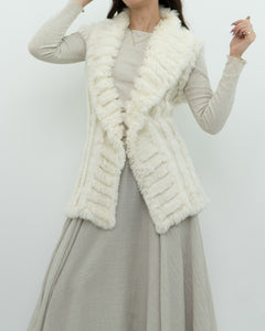 Vintage x Cream Knit Rabbit Fur Vest (M)