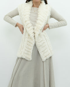 Vintage x Cream Knit Rabbit Fur Vest (M)