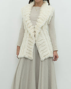 Vintage x Cream Knit Rabbit Fur Vest (M)