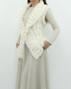 Vintage x Cream Knit Rabbit Fur Vest (M)