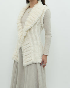 Vintage x Cream Knit Rabbit Fur Vest (M)