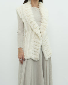 Vintage x Cream Knit Rabbit Fur Vest (M)