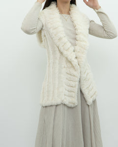 Vintage x Cream Knit Rabbit Fur Vest (M)