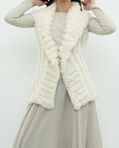 Vintage x Cream Knit Rabbit Fur Vest (M)